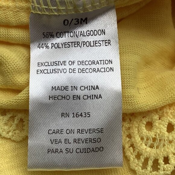 Nannette Kids Yellow Girls Dress 0-3M With Lace Short Sleeve Hem Details Button - Picture 5 of 13